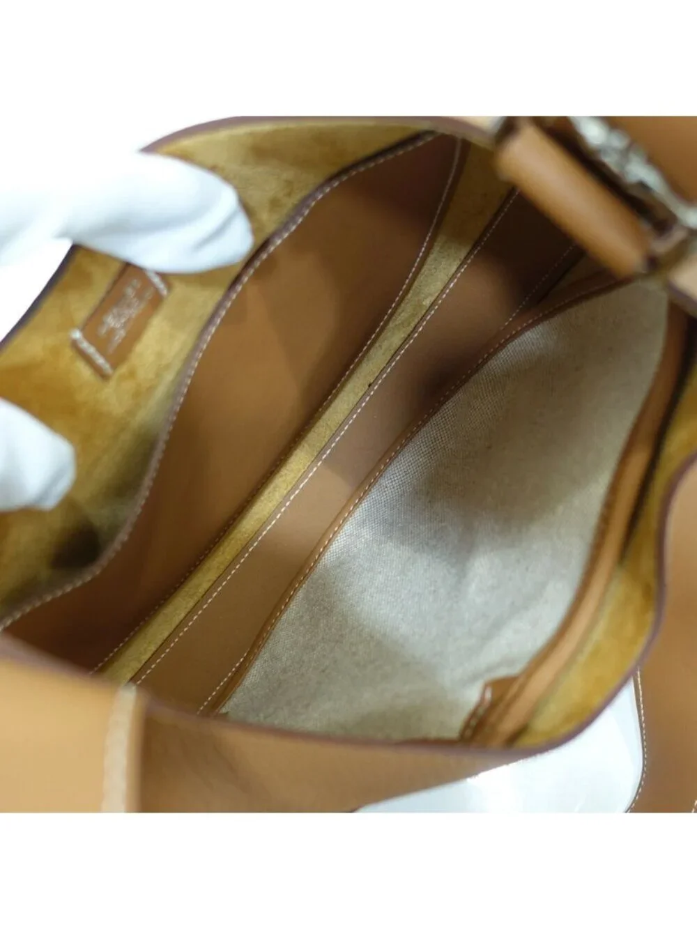 Hermes Arson Shoulder Bag Togo Leather Gold White Stitching Brown